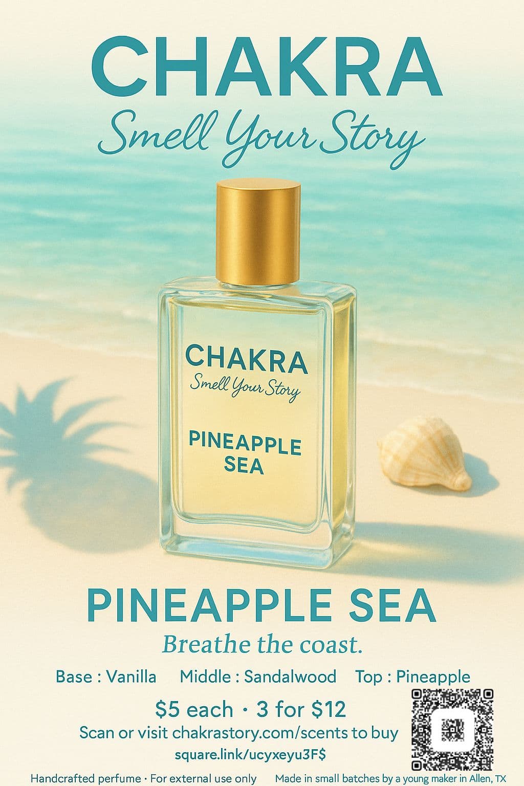Pineapple Sea perfume on aqua with pineapple note.